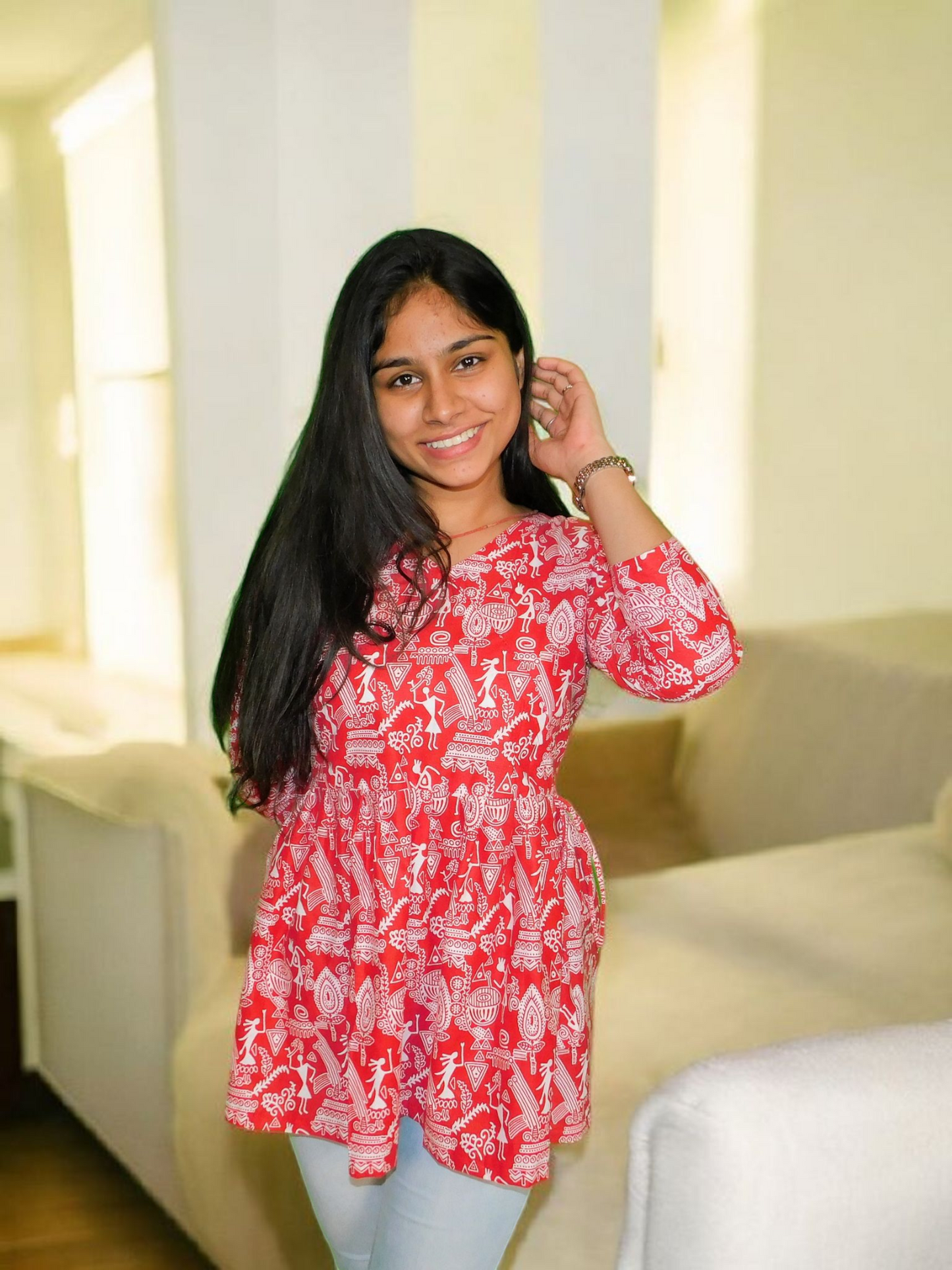 Laal Leela β Warli Art Peplum Kurti