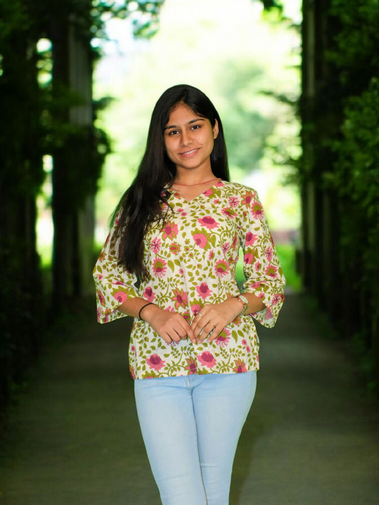 Gulvaan – Floral Whisper Cotton Kurti
